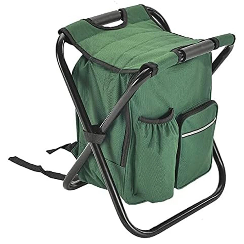 (image for) IPRee Outdoor Folding Camping Fishing Chair Stool Portable Backpack Cooler Insulated Picnic Bag Hiking Seat Table Bag Camping Fishing Gear